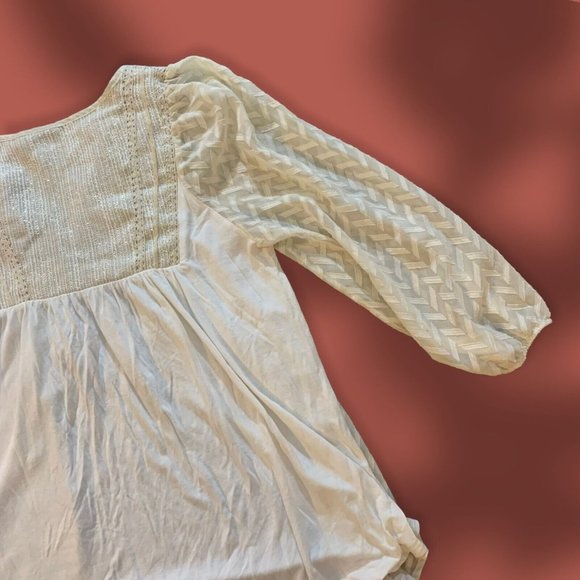 Anthropologie One September Peasant Top with Sheer Sleeves Women Sz. Small - Picture 7 of 11